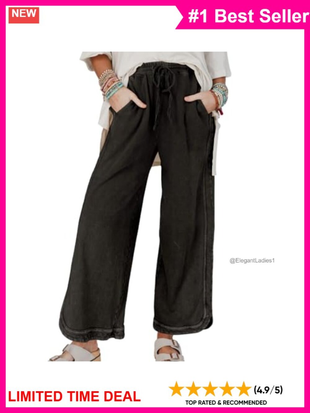 Women's Wide Leg Sweatpants High Waist Drawstring Casual Active Pants
